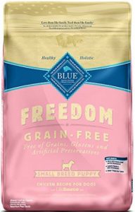 Product photo: Blue Buffalo Freedom Grain Free Small Breed Puppy Food. Click to check price.